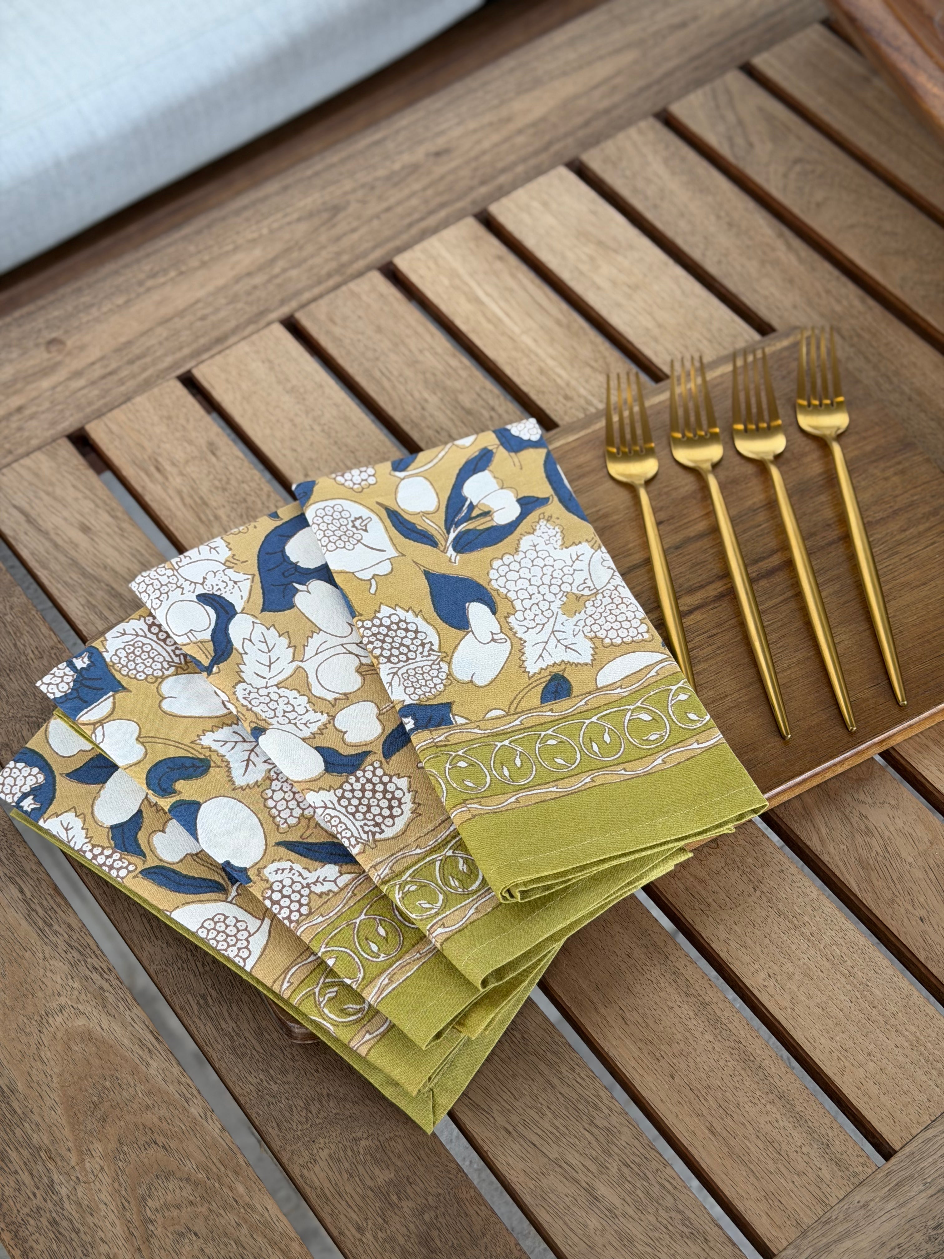 Set de Servilletas Cosecha Silvestre Mostaza & Azul