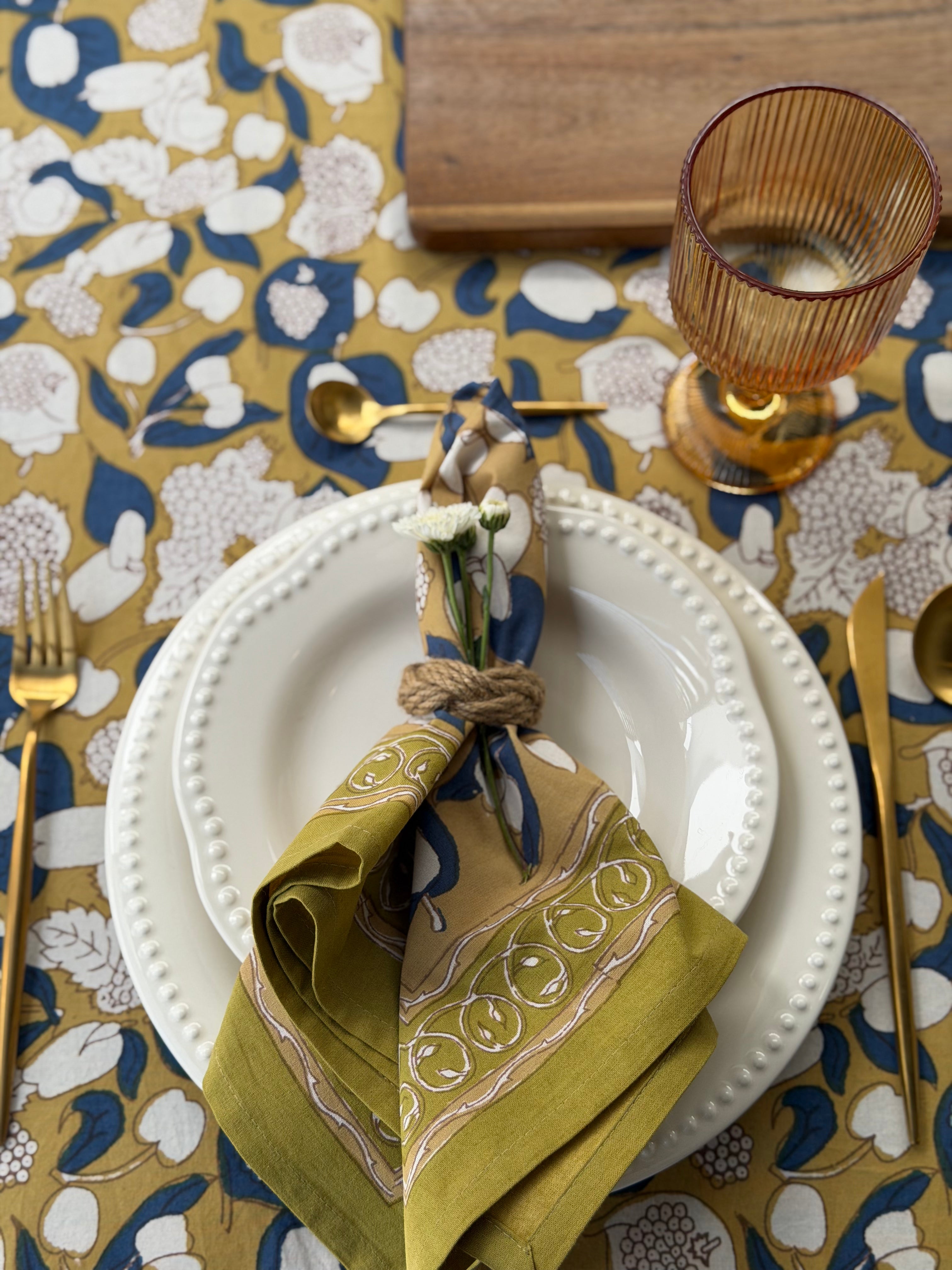Set de Servilletas Cosecha Silvestre Mostaza & Azul