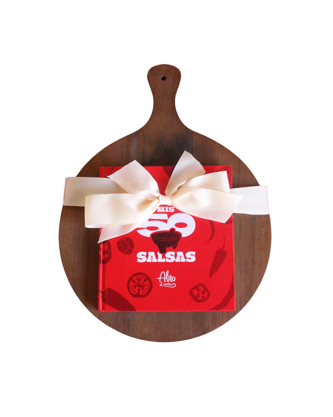 Recetario "Mis 50 Salsas" + tabla de Acacia